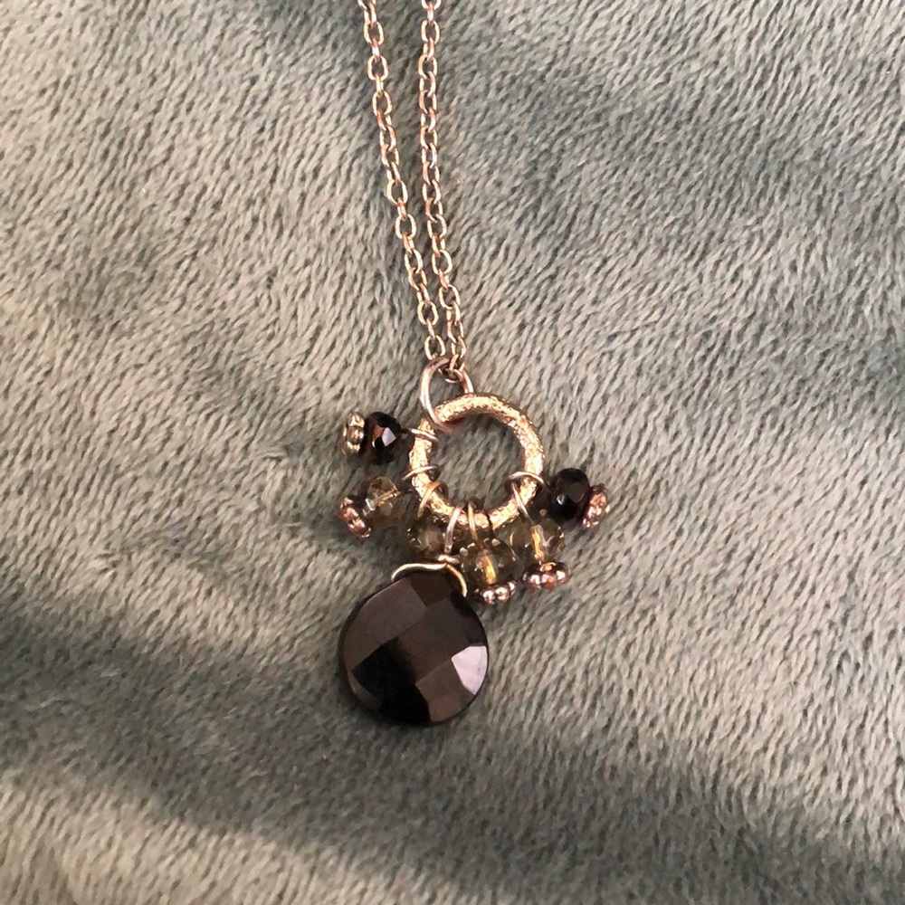 Black circle charm necklace